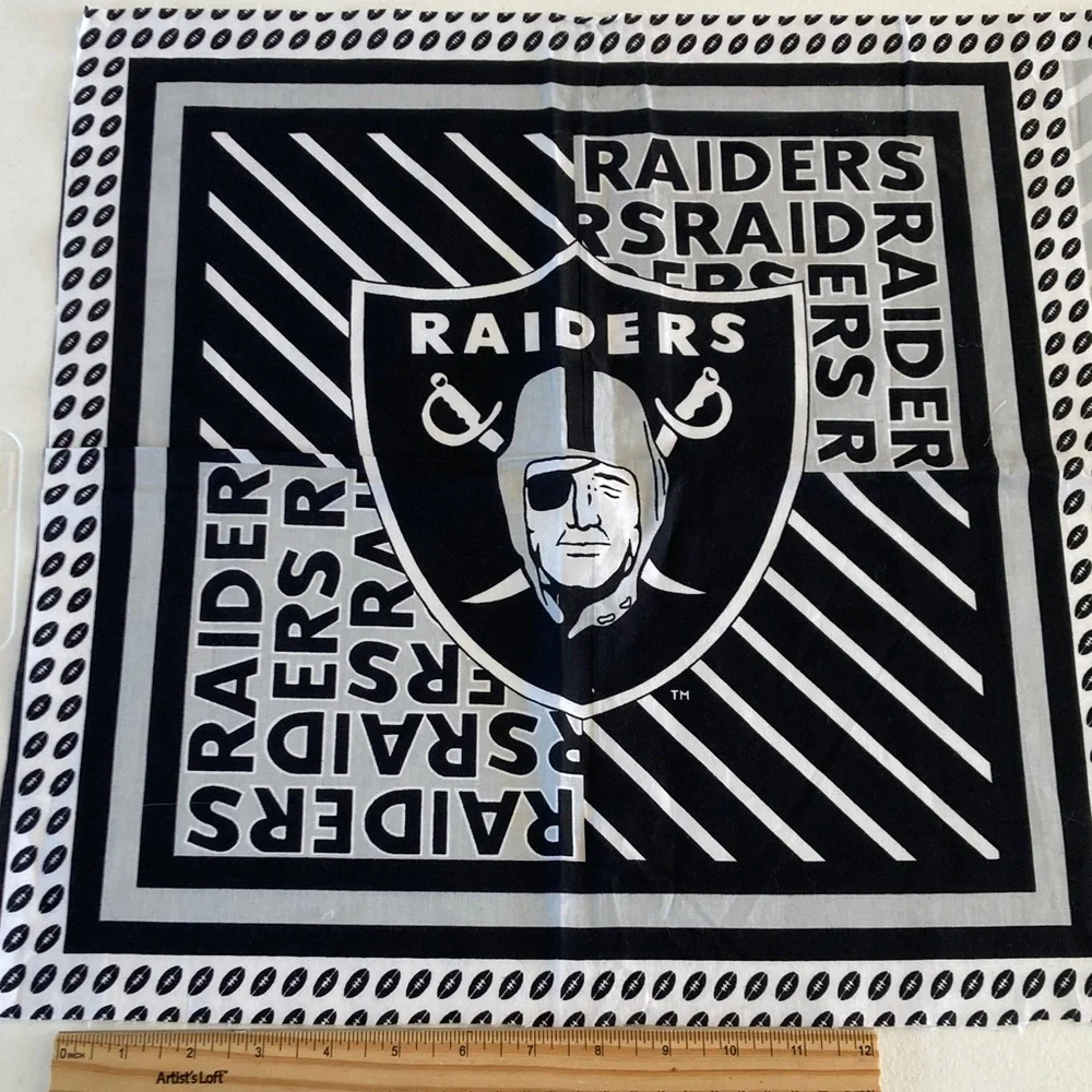 Raiders Black and White Fabric approximately 16”‎ x 38”
